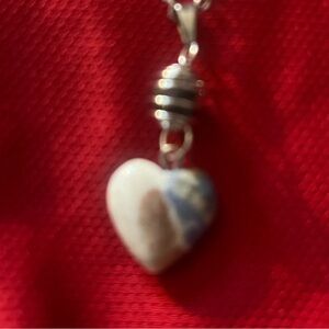 Hand Crafted Natural Stone Heart Diffuser w Chain Handmade Necklace Hand Made